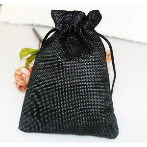 Ленена Подаръчна Торбичка за Гривни в Черен цвят, 7х9 см