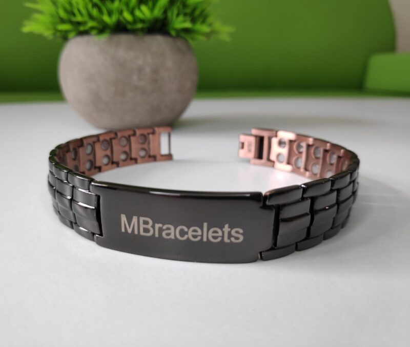 Титаниева Магнитна Гривна за Високо Кръвно, Черна с Надпис “MBracelets” T-380 Титаниева Магнитна Гривна за Високо Кръвно, Черна с Надпис "MBracelets" T-380