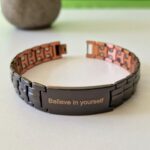 Титаниева Магнитна Гривна за Високо Кръвно, Черна с Надпис "Believe in Yourself"