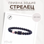 Гривна от Естествени Камъни Обсидиан и Дъгов яспис, Зодия Стрелец